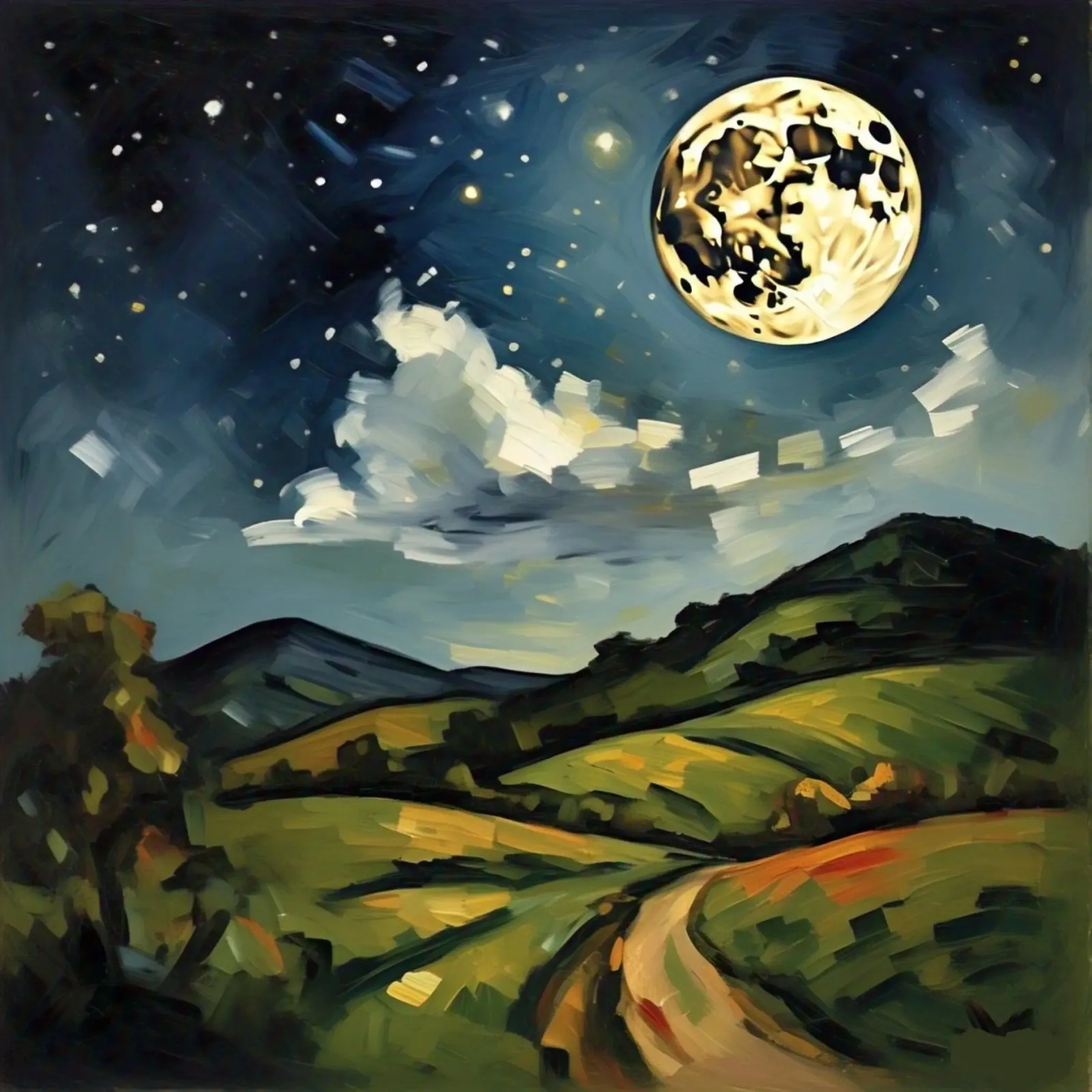 Full Moon and Starry Sky canvas with Floater frame by Earthly Visions