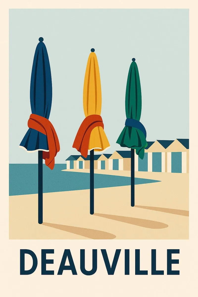 Deauville a colori pellicola backlit da JETLAG | affiches voyage