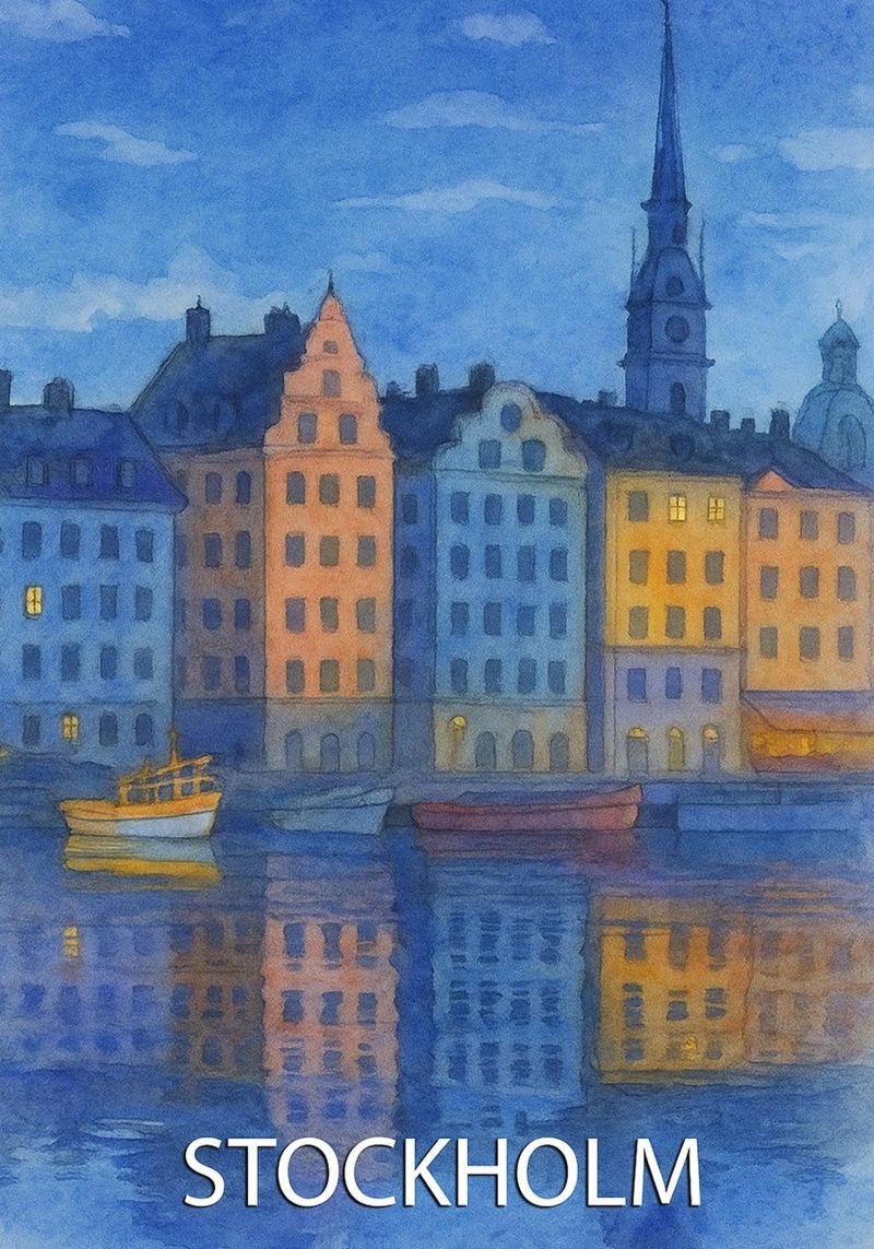 stockholm stadt malerei ilustration Poster von Allghaniz