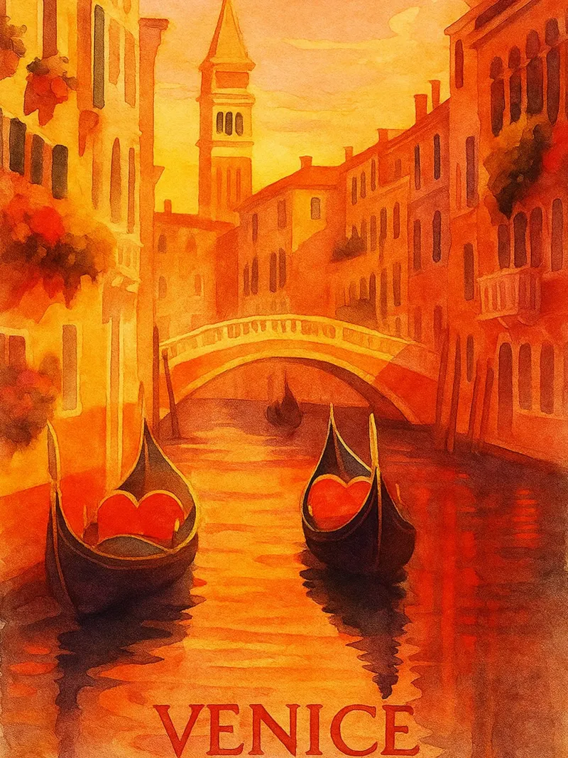 pittura della città di venezia ilustrazione poster con telaio in plastica da Allghaniz