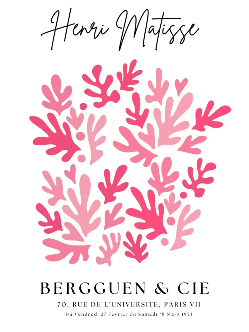 Henri Matisse Inspired Abstract Coral Cutouts Print canvas with Floater frame by pdigitalprints