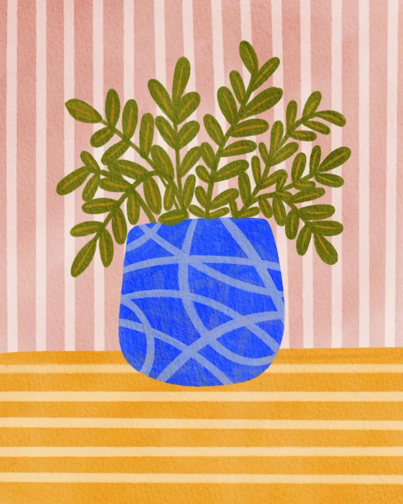 Blue Vase Harmony canvas by Nikita Jariwala