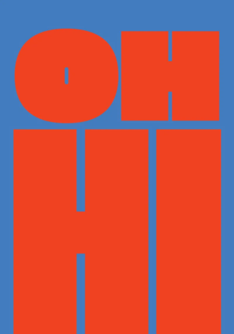 Atrevido gráfico tipográfico retro con "OH HI" poster con marco de madera de pdigitalprints