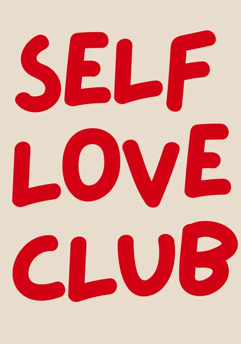 Bold Red "Self Love Club" Motivational Typography on Neutral canvas with Floater frame by pdigitalprints