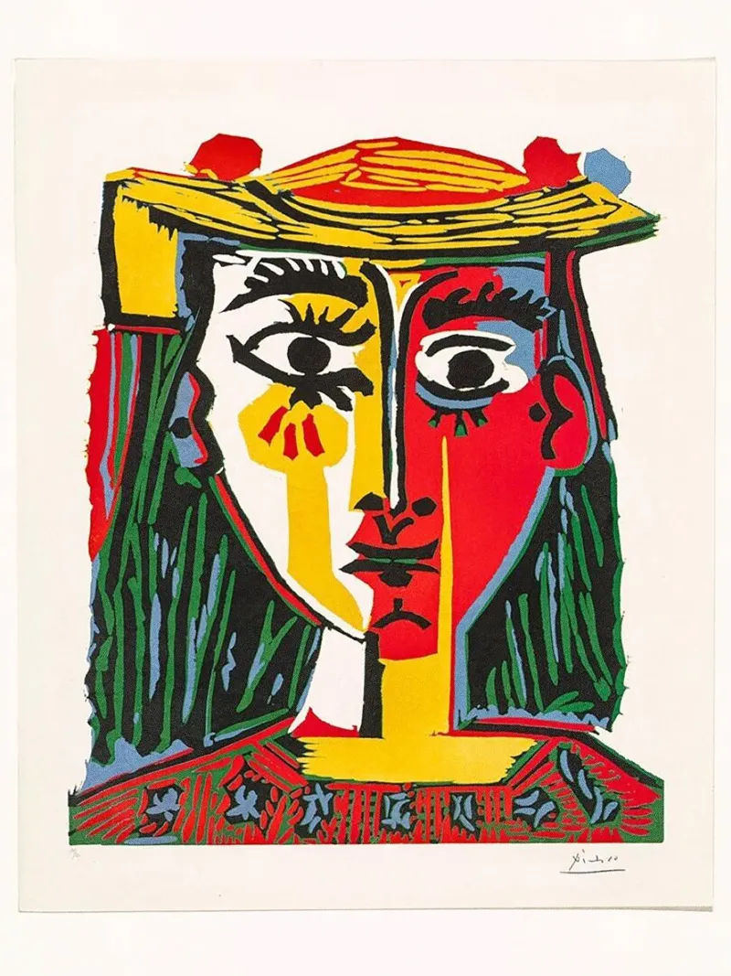 Ritratto di donna con cappello di Pablo Picasso pellicola backlit da Classic Art Prints