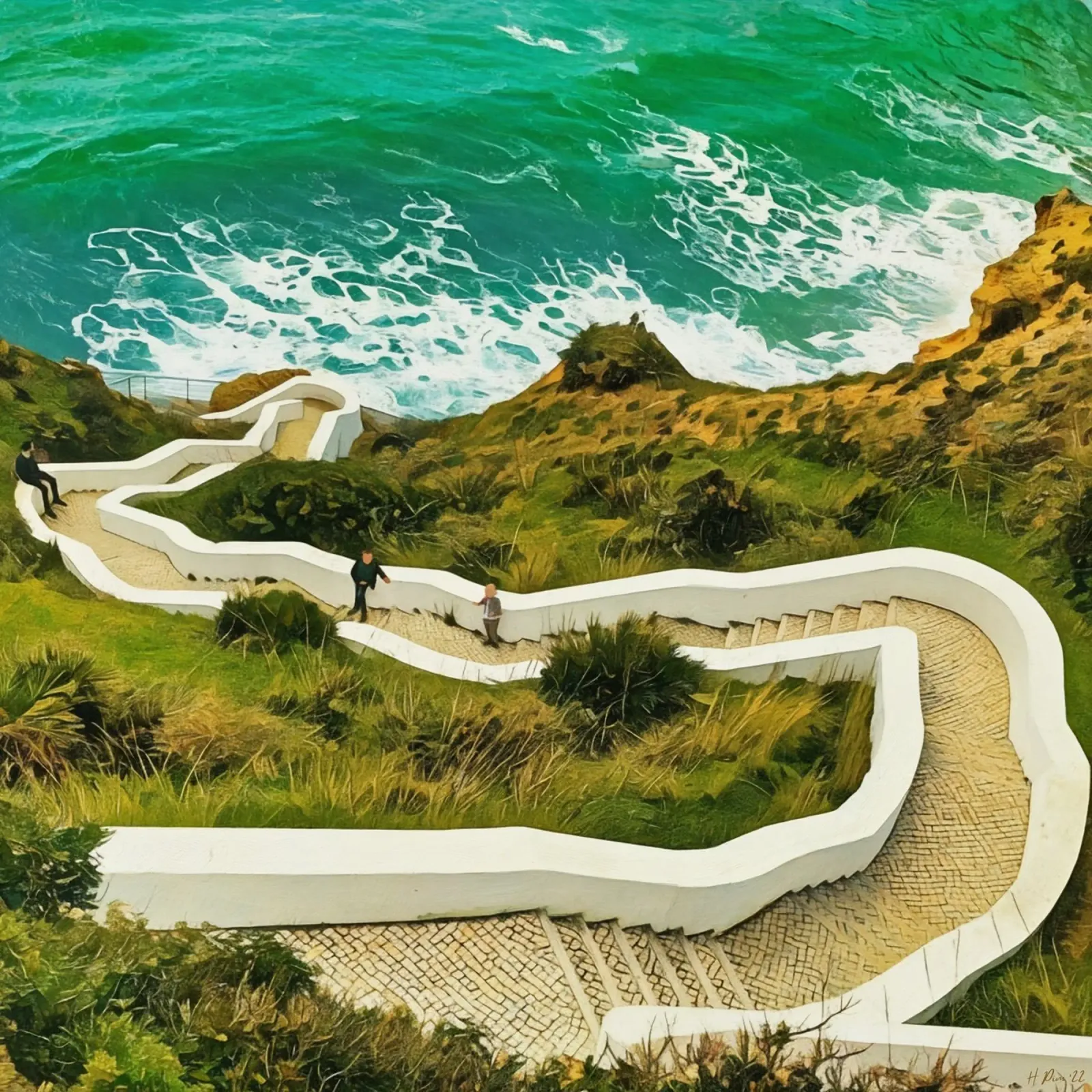 Chemin panoramique à flanc de falaise en Algarve, Portugal, vue côtière hahnemühle de Hecate Pim Designs