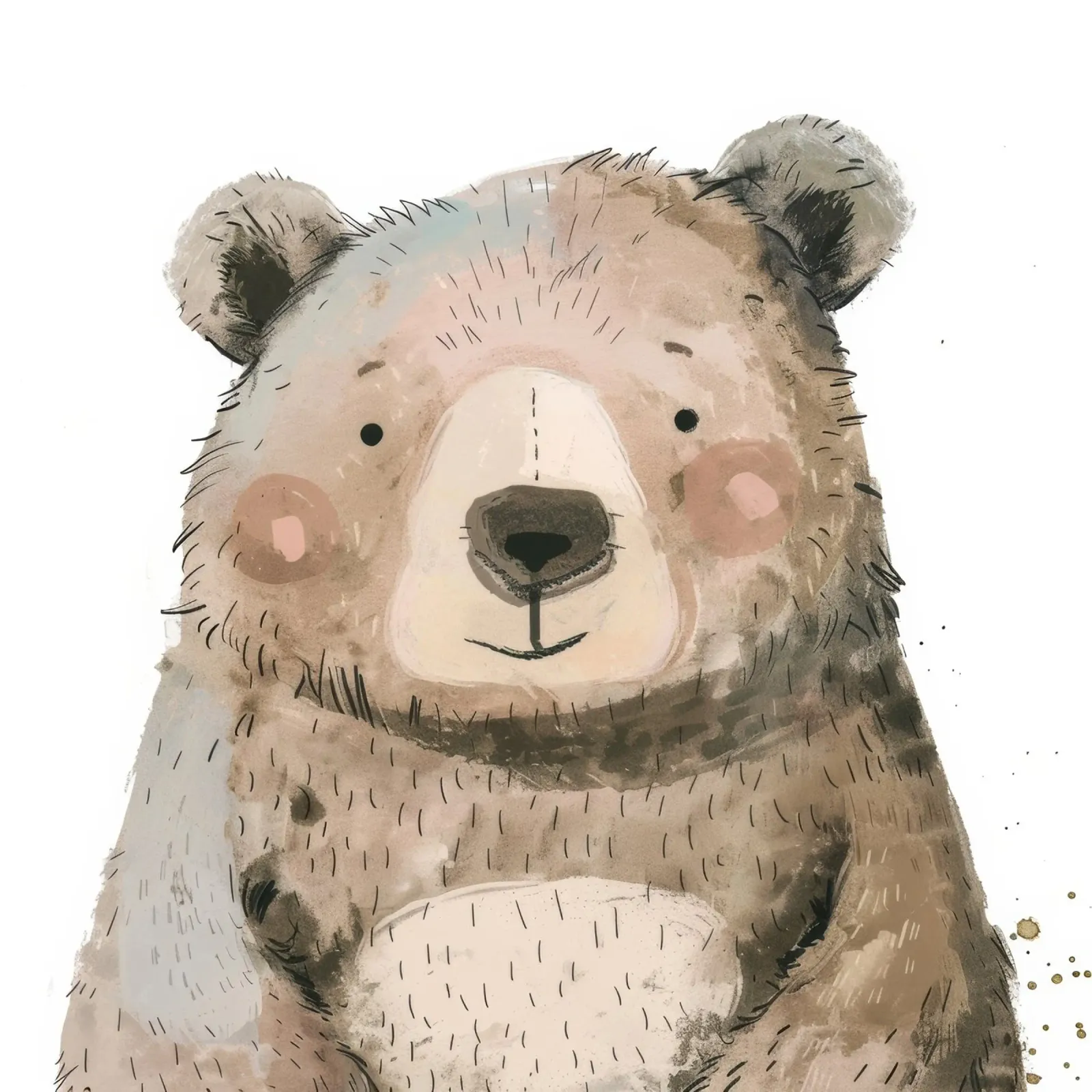 A playful and lovable brown bear illustration with soft hues canvas with Floater frame by DesignDoodle