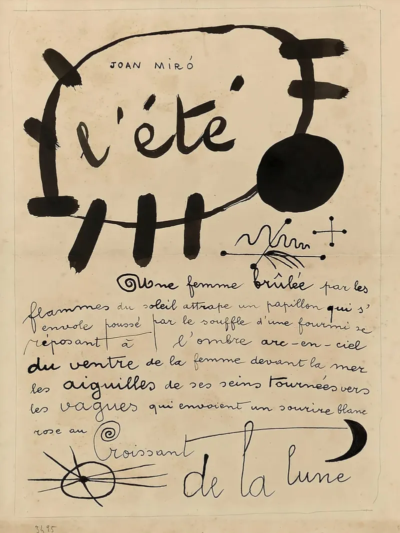 JOAN MIRO Vintage Print Zomertentoonstelling canvas met Baklijst van Danielshop