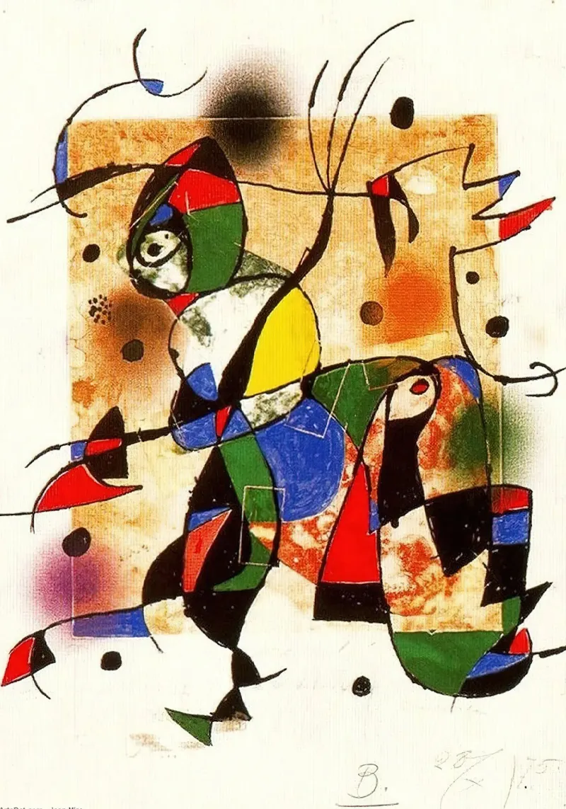Joan Miró vintage 75 poster con telaio in legno da Danielshop