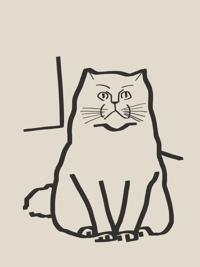 Dessin de chat au trait 7 poster de Little Dean