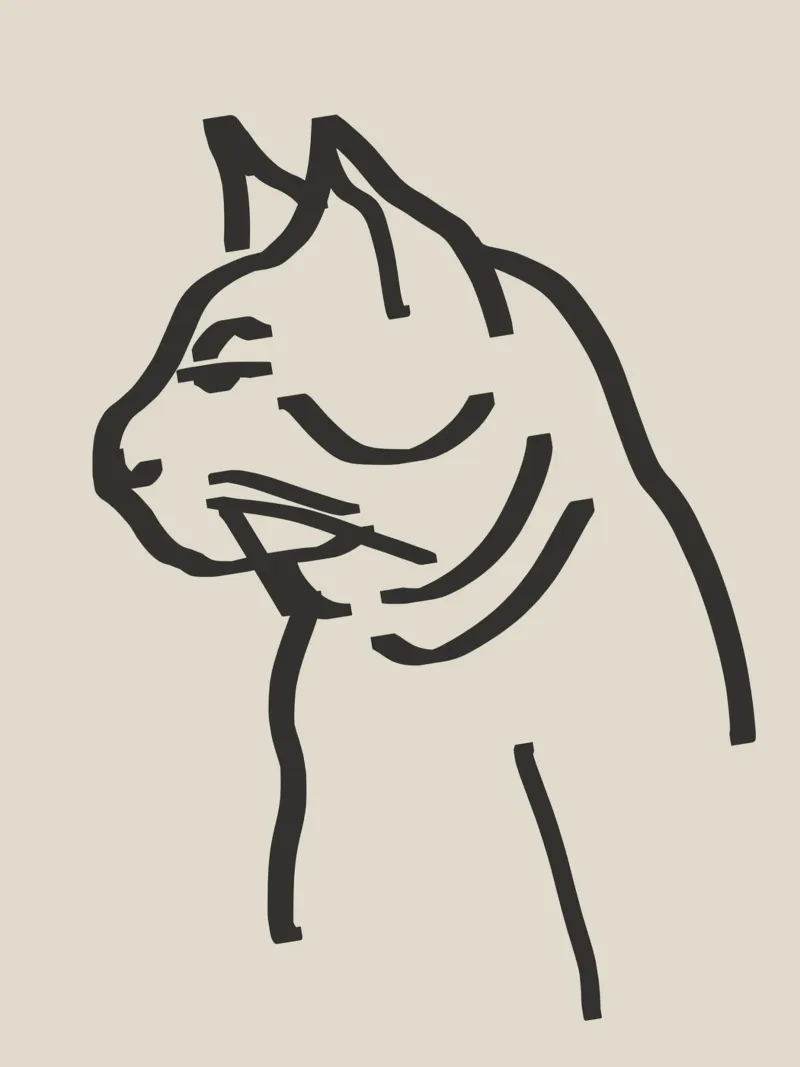 Gatto line art pellicola backlit da Little Dean