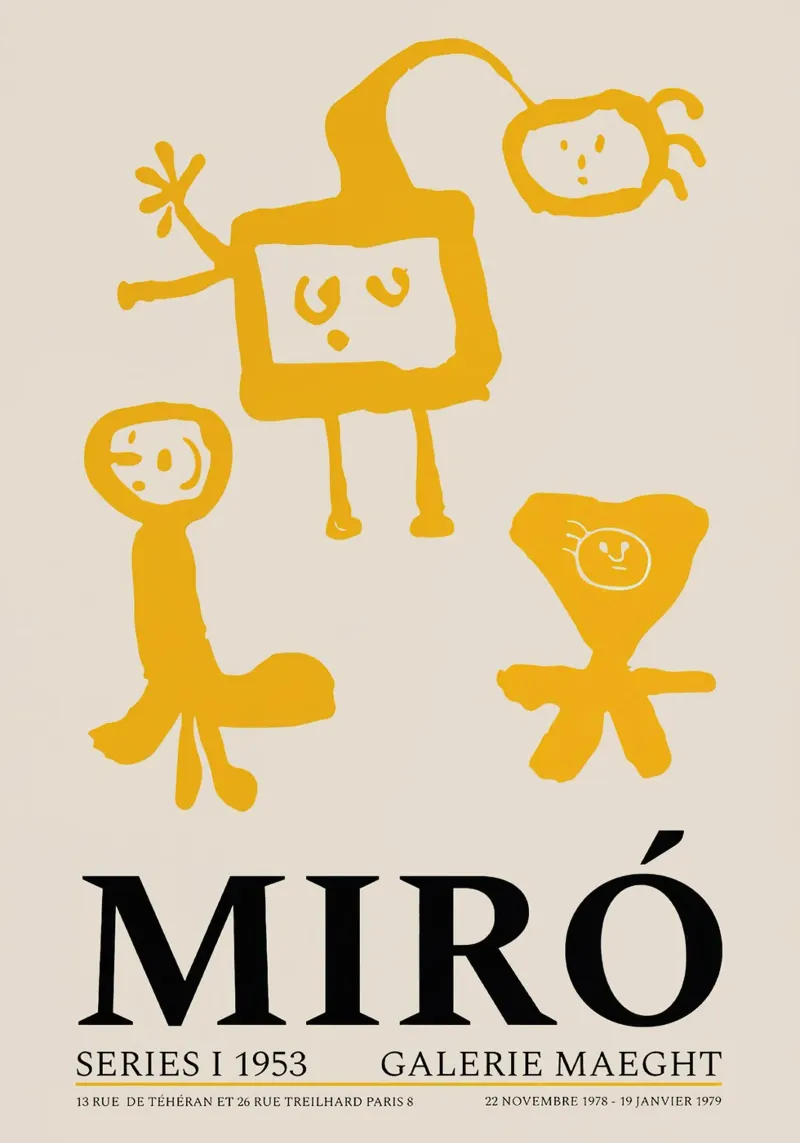 Joan Miro Serie I 1953 Giallo poster con telaio in plastica da Danielshop
