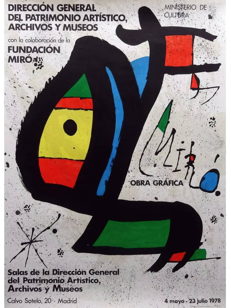 Mostra d'arte di Joan Mirò a Madrid nel 1978 poster con telaio in alluminio da Danielshop