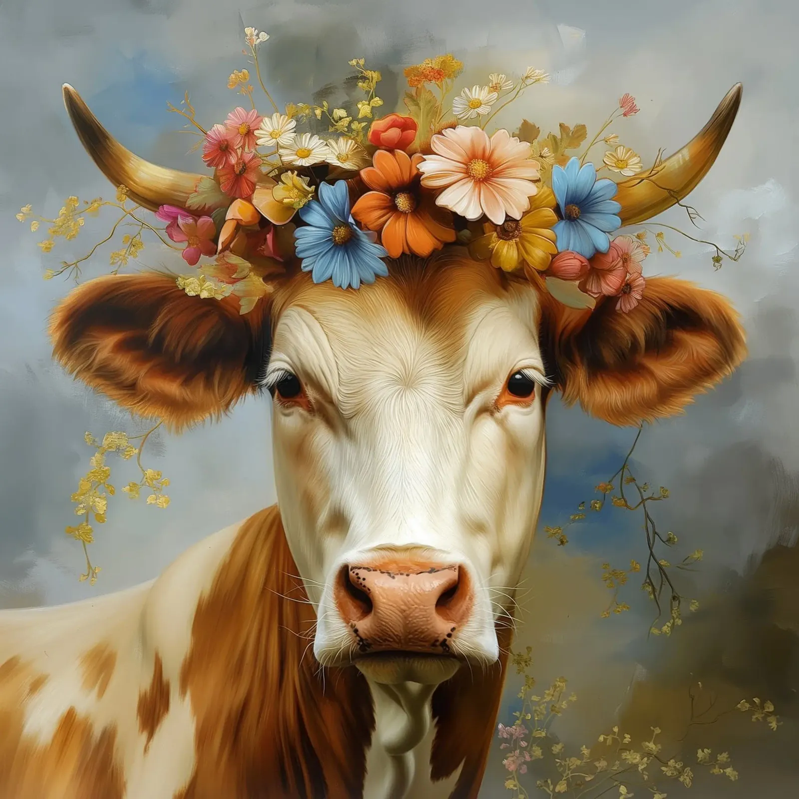 Mucca con fiori pellicola backlit da Imagine
