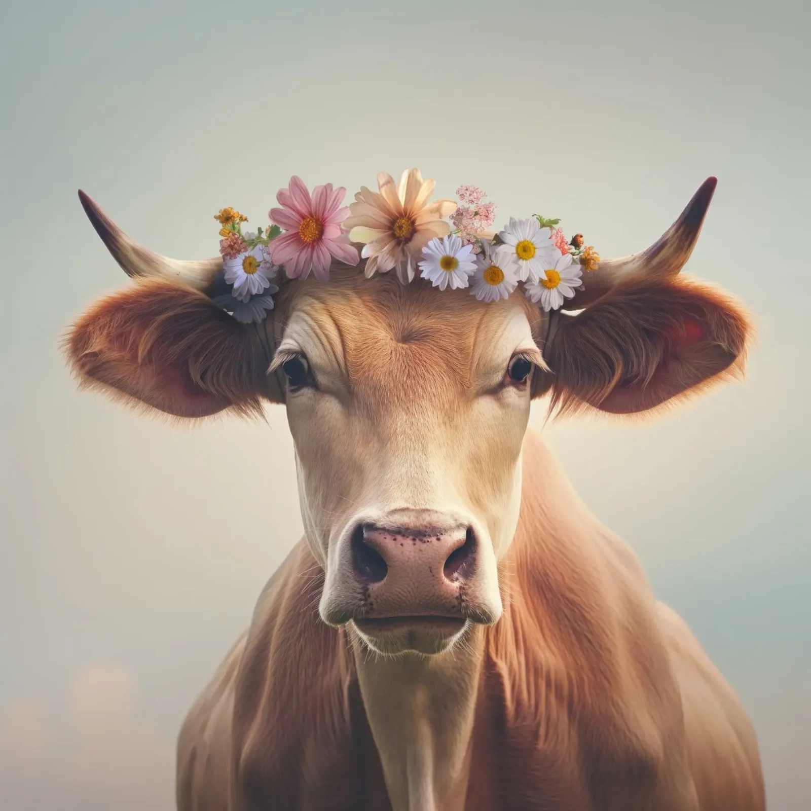Mucca con fiori pellicola backlit da Imagine