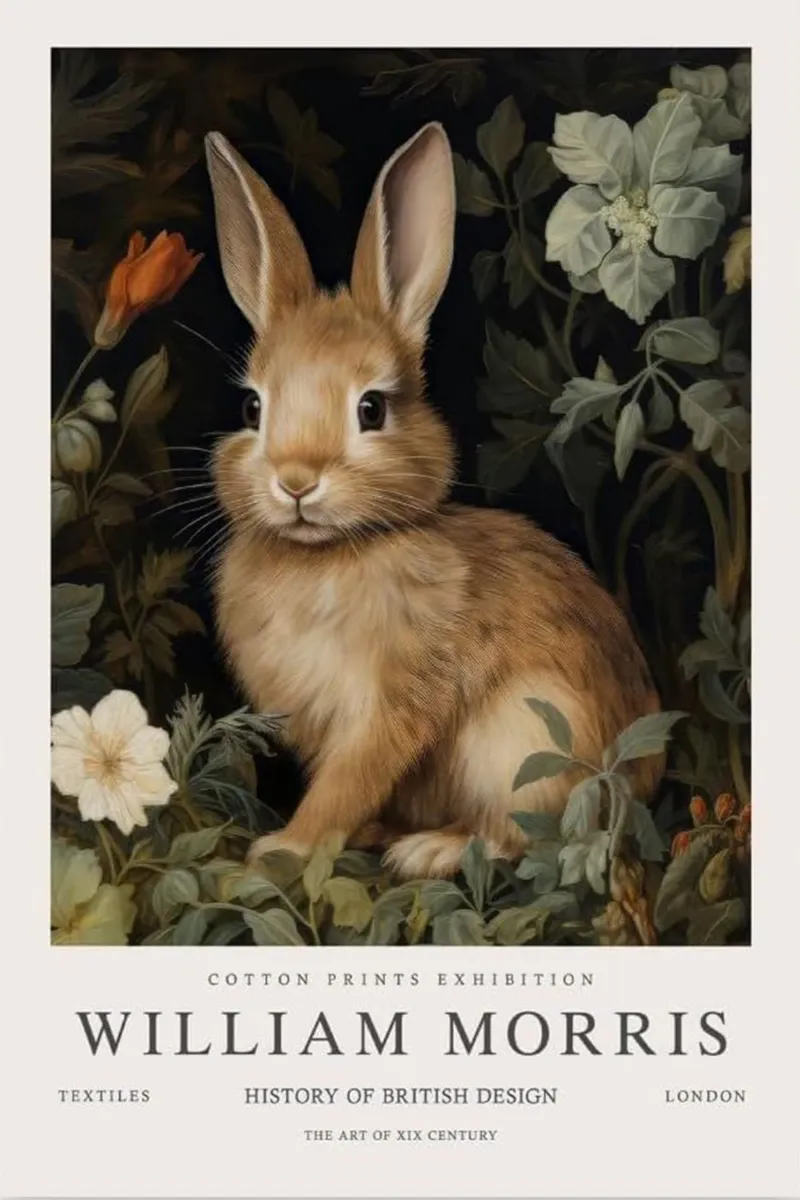 simpatico coniglietto william morris poster con telaio in alluminio da komo store