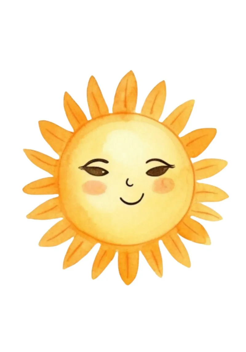 Stampa acquerellata del sole sorridente - Decorazione bohémien per la camera dei bambini poster con telaio in alluminio da ClubArt