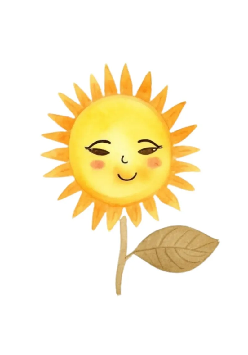 Stampa acquerellata del girasole sorridente - Decorazione bohémien per la camera dei bambini poster con telaio in plastica da ClubArt