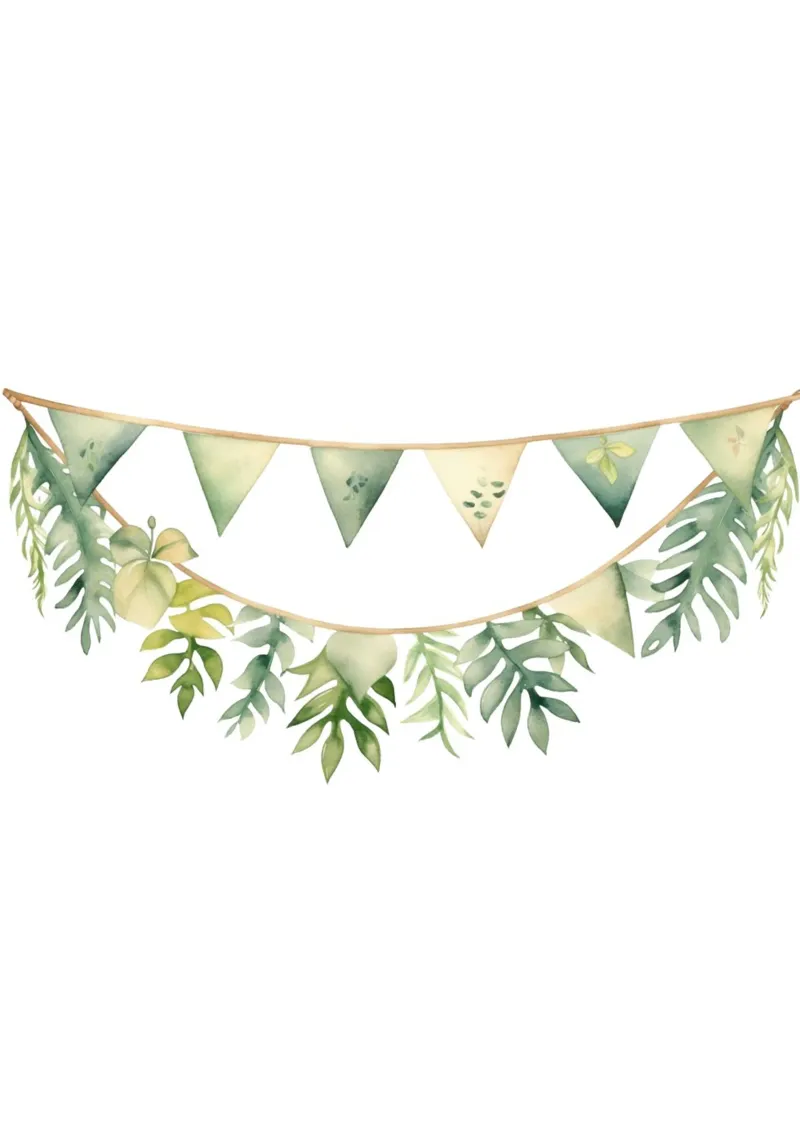 Stampa acquerellata Greenery Bunting - Decorazioni per la cameretta Boho poster da ClubArt