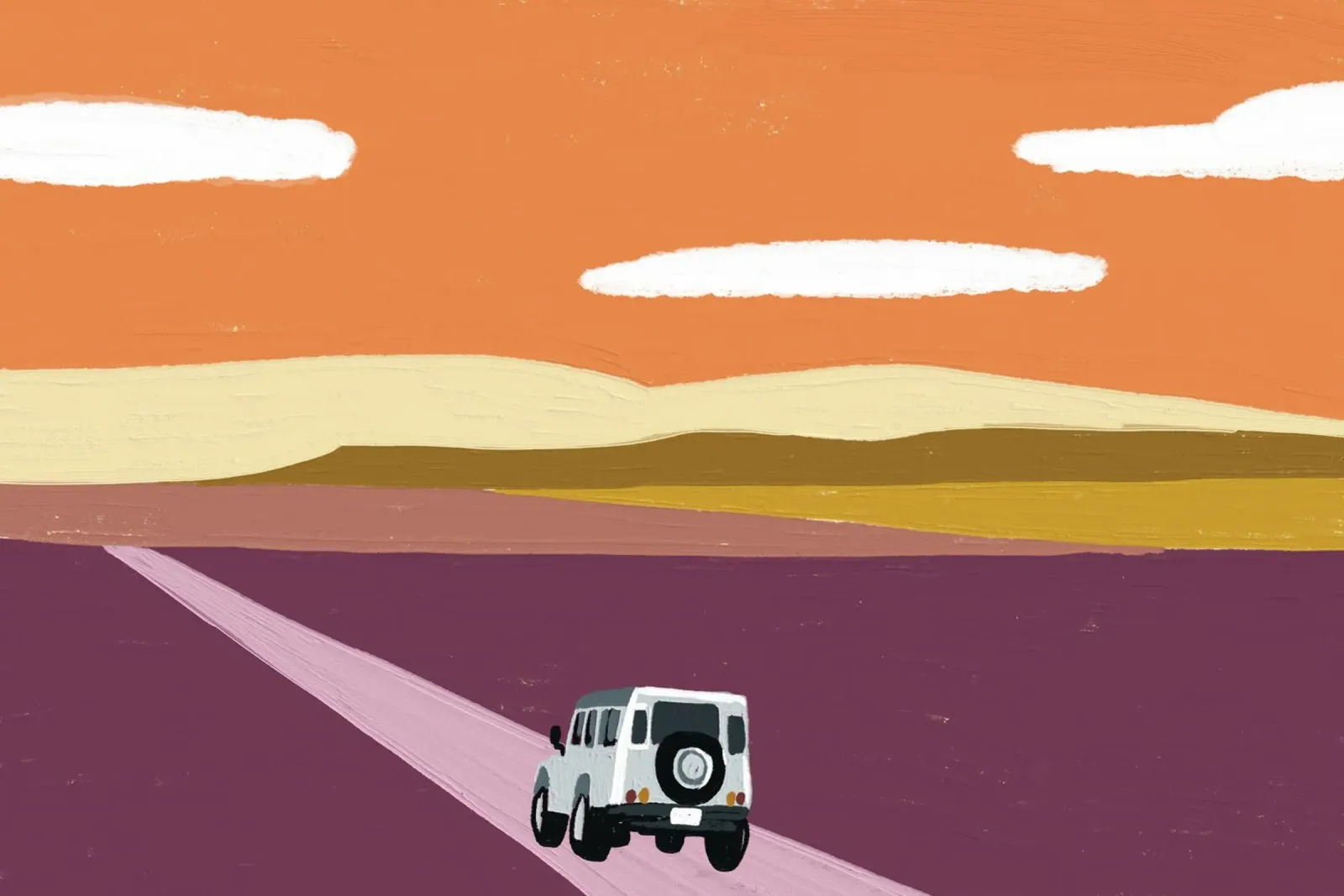 Desert Road Trip - Boho Minimalist Landscape Art Print hahnemühle by NorwesClub
