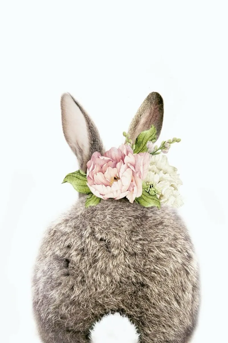 Floral Bunny Tail poster con telaio in legno da Lila x Lola
