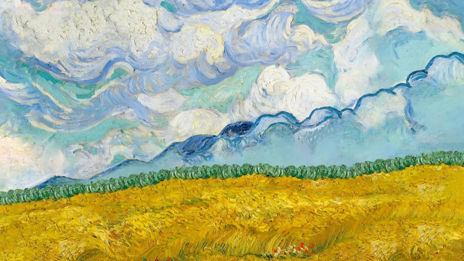 Van Gogh's Wheat Field with Clouds - Post-Impressionist Art canvas with Floater frame by NorwesClub