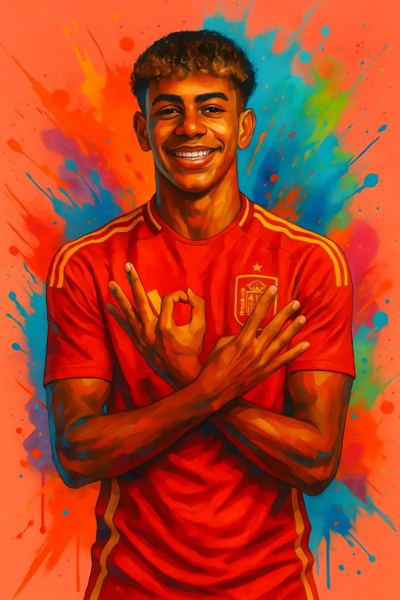 Lamine Yamal kunst canvas met Baklijst van BONANZA