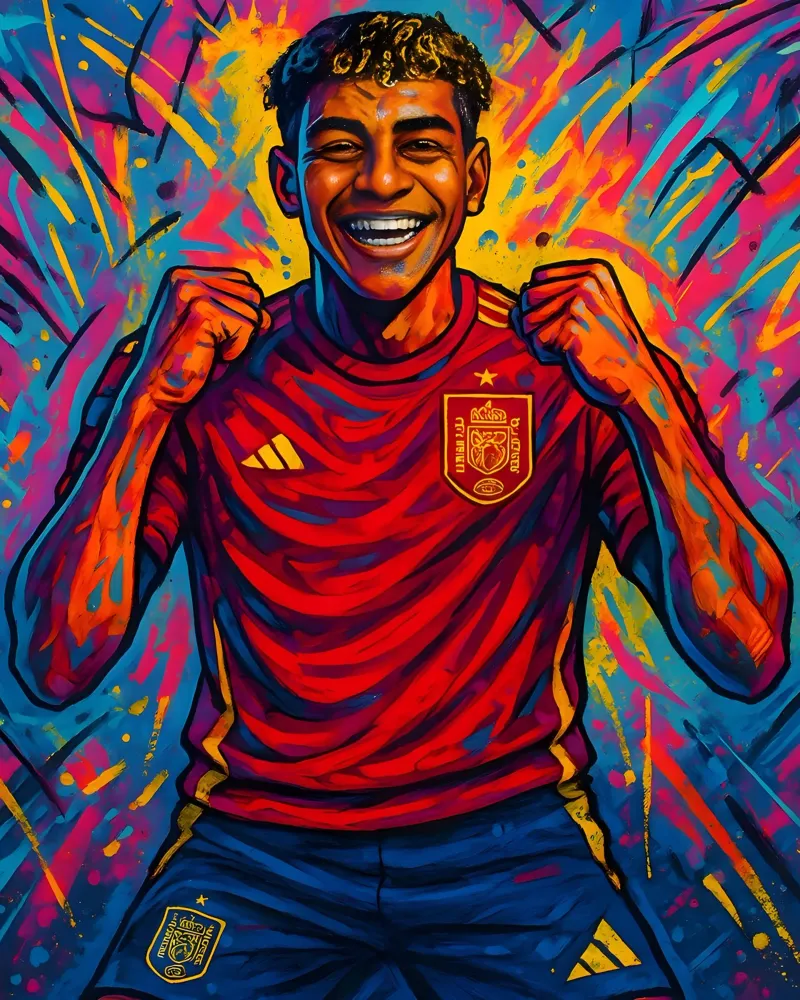 Lamine Yamal Arte felice poster con telaio in plastica da BONANZA