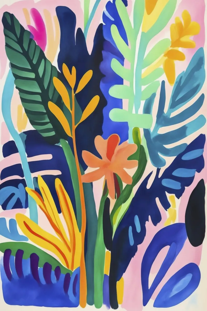 Giardino colorato di flora tropicale poster con telaio in legno da Andrea Haase Modern Home