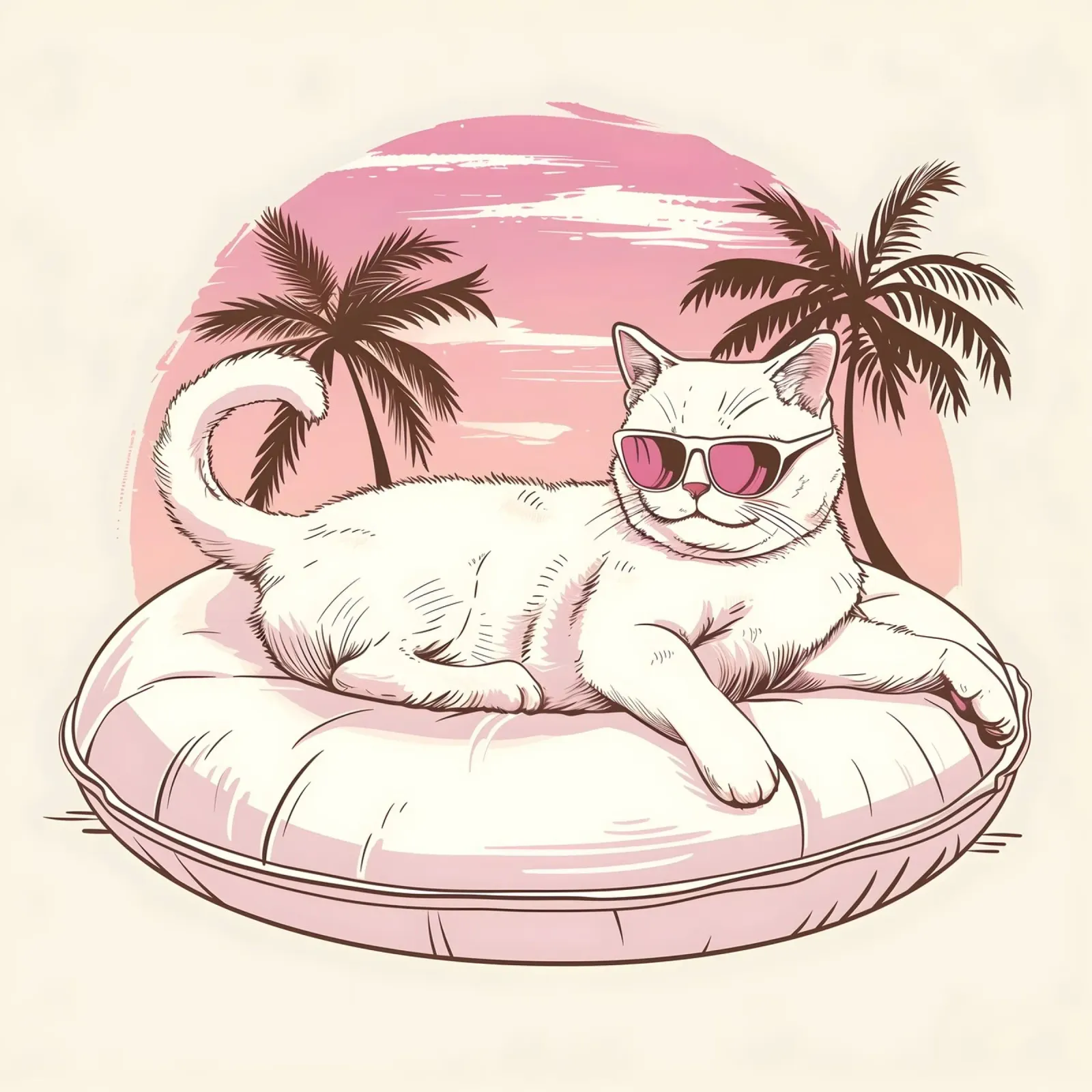 Katze im Schwimmreifen am Pool pellicola backlit da WILD ART