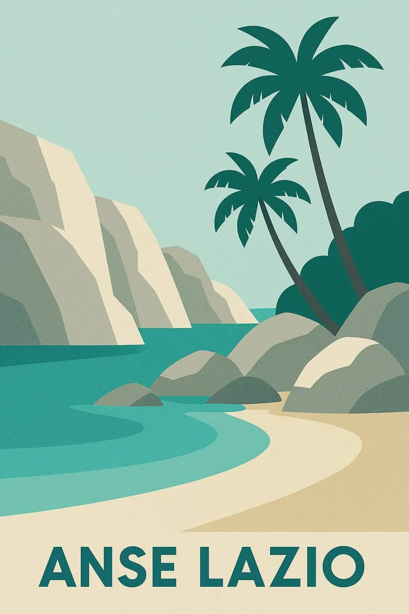 Anse Lazio - Seychelles graphics and sublime colours canvas by JETLAG | affiches voyage