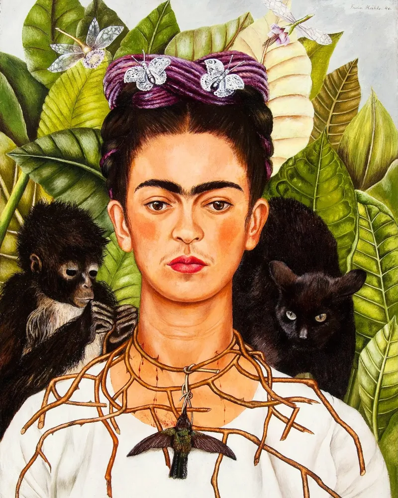 Autoritratto con scimmie di Frida Kahlo pellicola backlit da Art History
