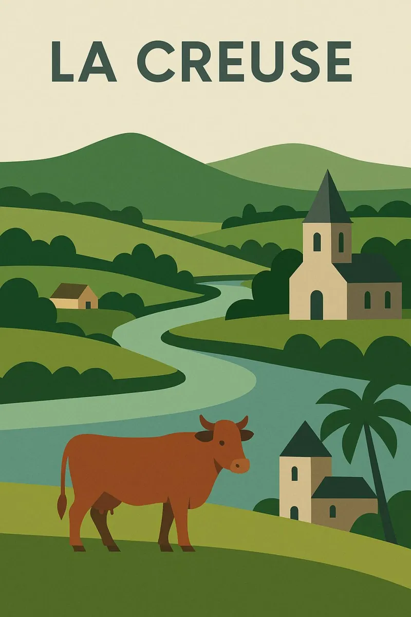 La Creuse - vredig platteland en authentiek Frankrijk poster met kunststof frame van JETLAG | affiches voyage