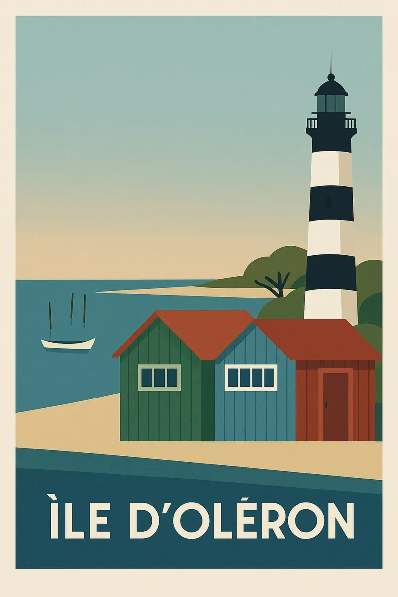 Ile d'Oléron - tra cabine, luce e libertà pellicola backlit da JETLAG | affiches voyage