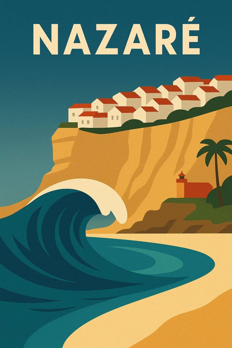 Nazaré – la vague géante et le charme suspendu poster de JETLAG | affiches voyage