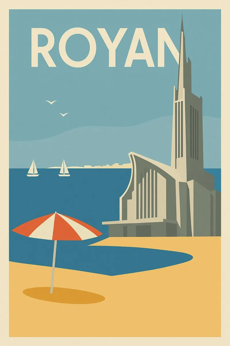 Royan - eleganza balneare e modernismo poster con telaio in legno da JETLAG | affiches voyage