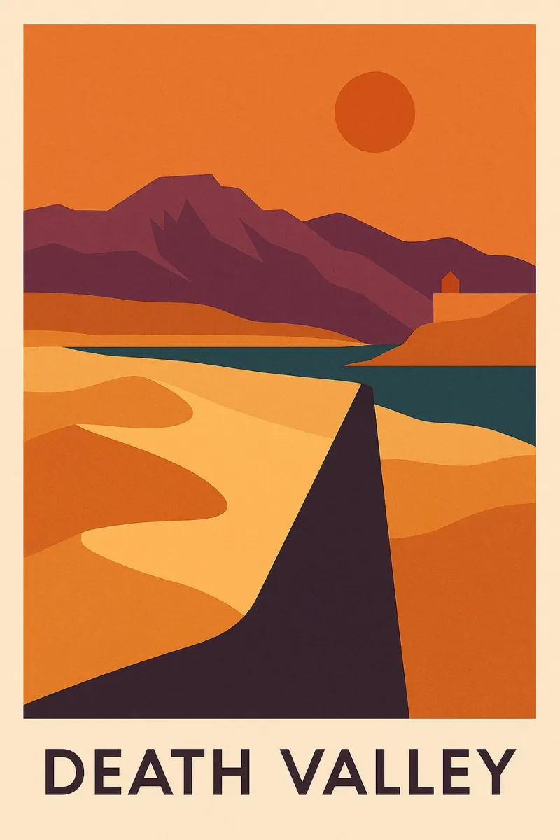 Valle de la Muerte - infinito ardiente en versión gráfica poster con marco de plástico de JETLAG | affiches voyage