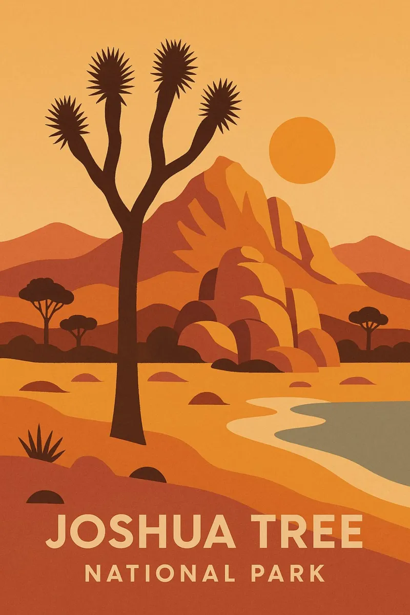 Joshua Tree - grafische woestijn en iconische boom canvas met Baklijst van JETLAG | affiches voyage