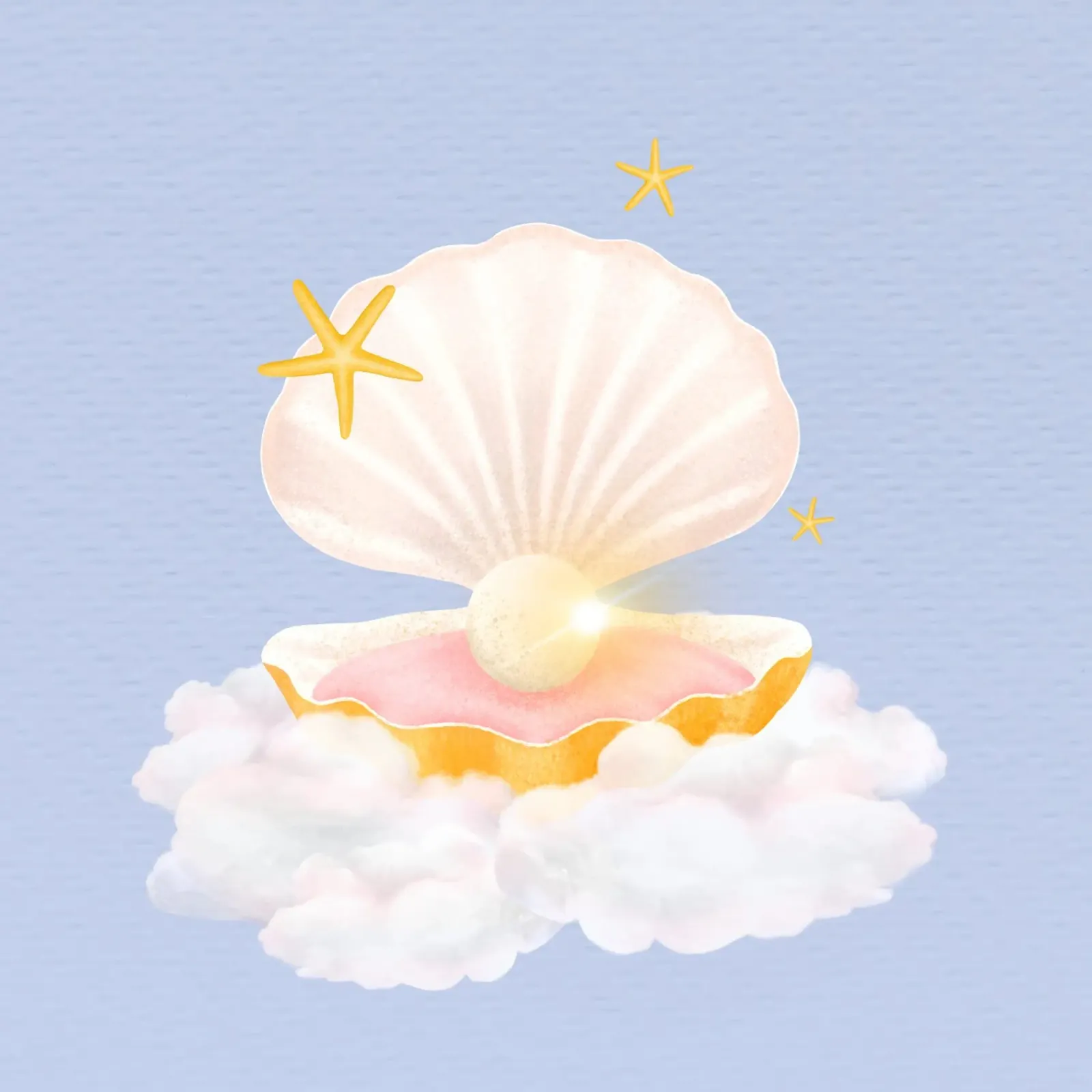 Dreamy Pearl Shell Cloud - Whimsical Pastel Ocean Art canvas by NorwesClub