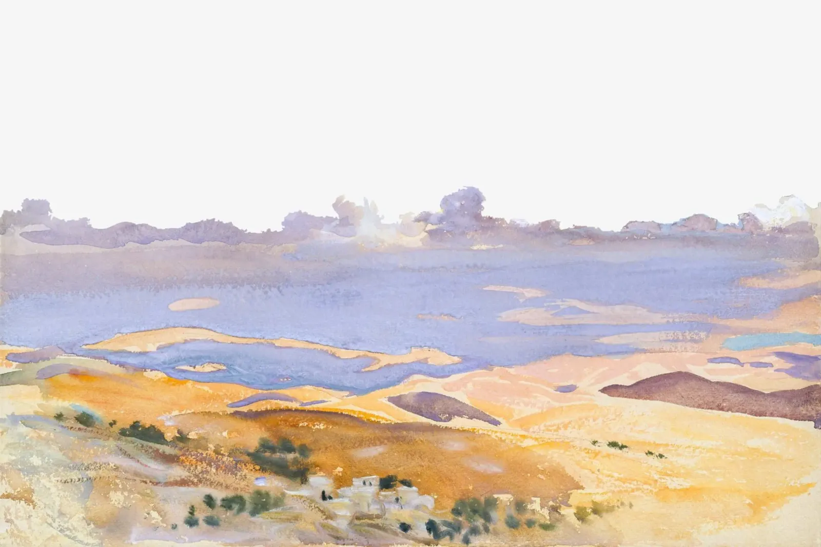 Tramonto nel deserto del Medio Oriente - Acquerello impressionista poster con telaio in plastica da NorwesClub