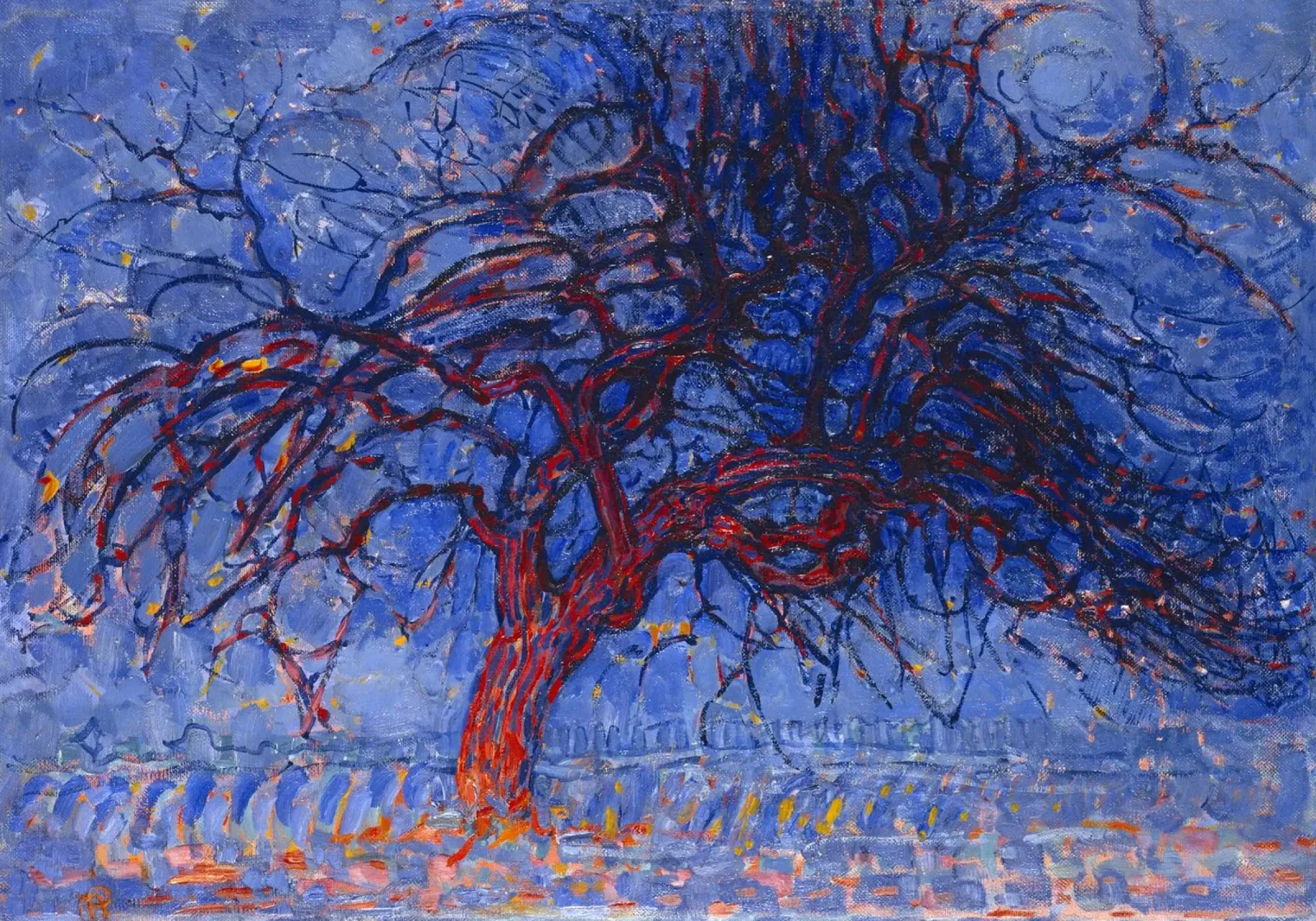 Mondrian's Red Tree - Fauvist Expressionist Landscape canvas by NorwesClub