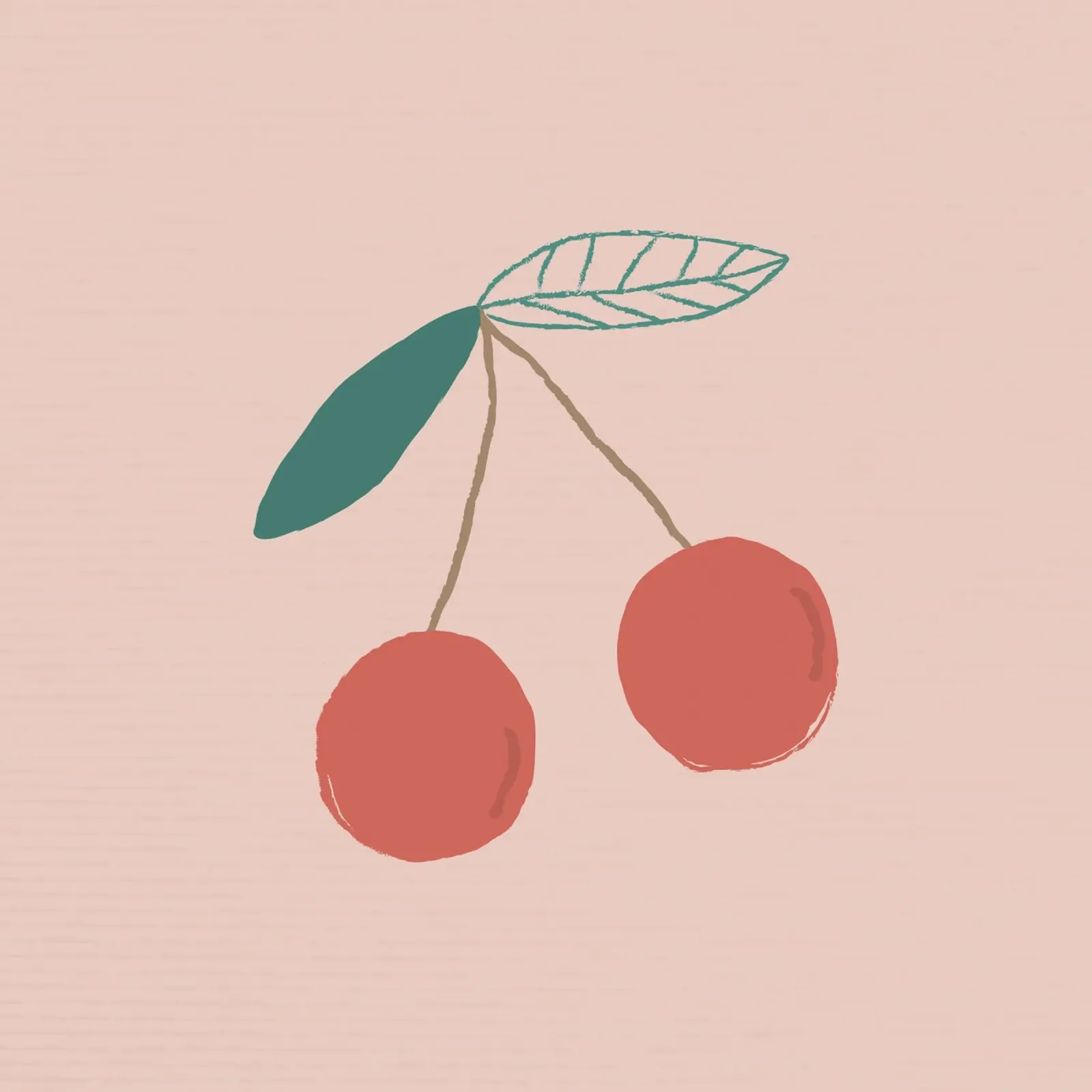 Ramo di ciliegio minimalista - Stampa artistica di frutta rosa pastello poster con telaio in alluminio da NorwesClub