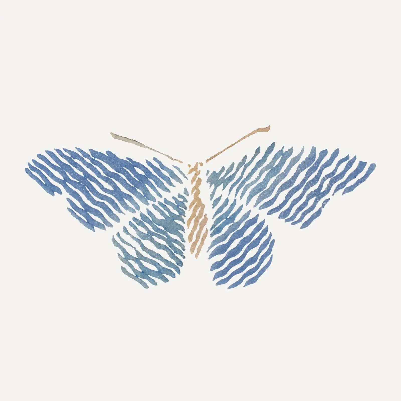 Abstract Blue Stripe Butterfly - Modern Minimalist Art canvas by NorwesClub