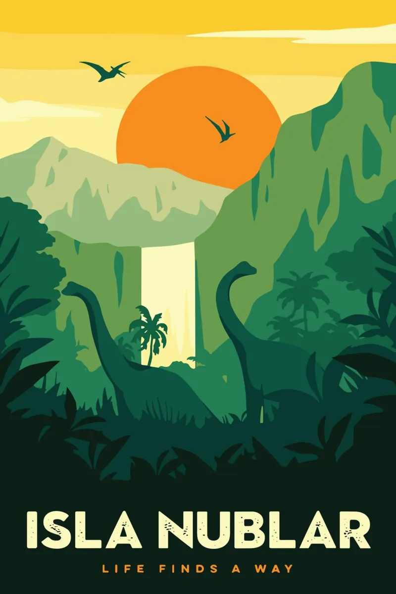 Isla Nublar La vita trova un modo pellicola backlit da Alice Slatera