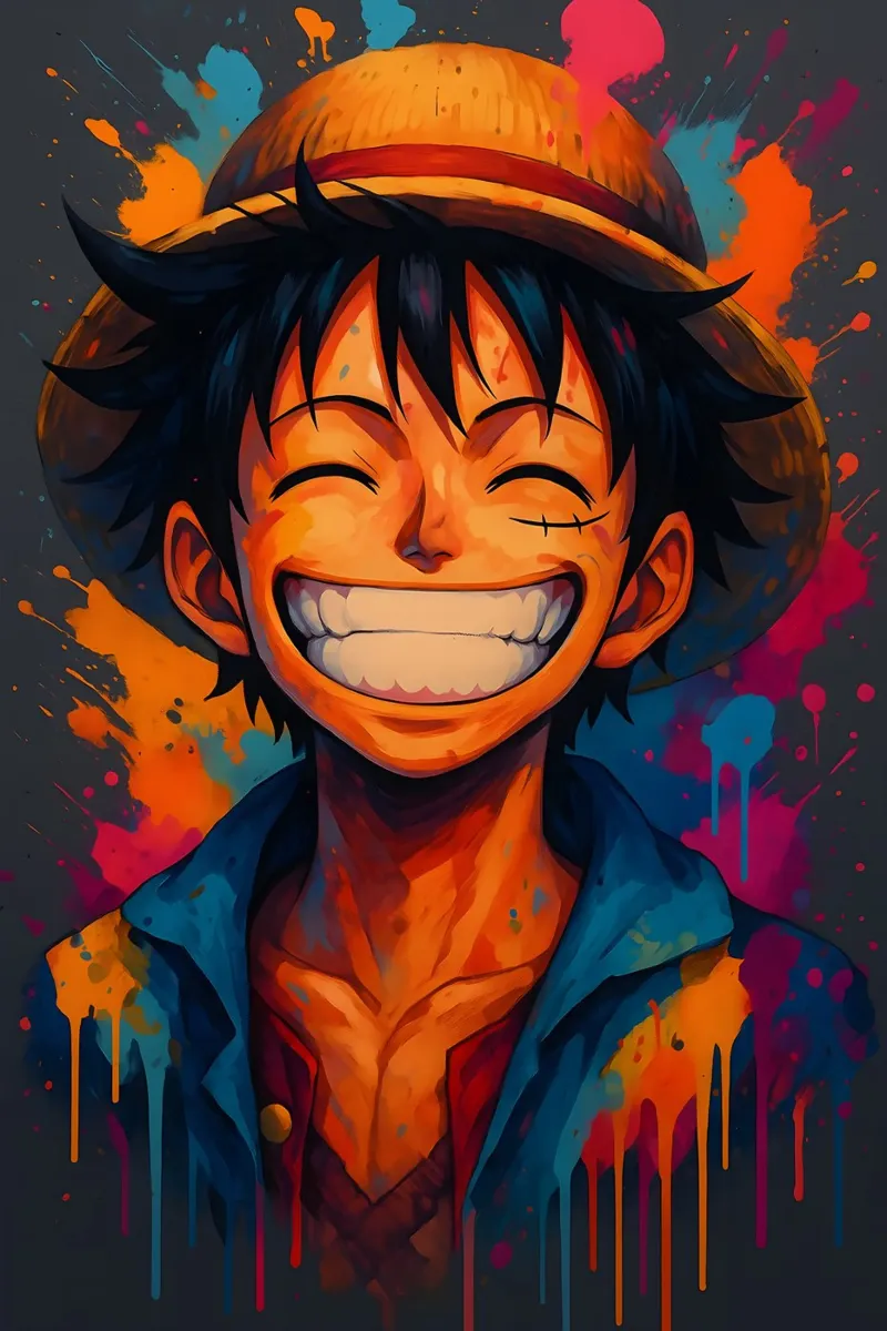 Monkey d Luffy grande sorriso wathercolor pellicola backlit da BONANZA