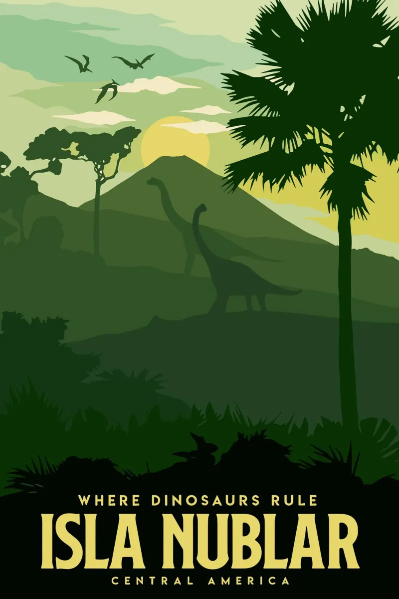 Dove regnano i dinosauri Isla Nublar carta hahnemühle da Alice Slatera