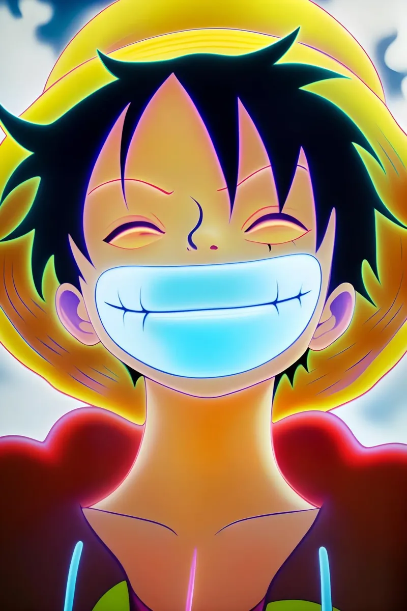 Monkey d Luffy sorriso d'oro arte al neon pannello forex da BONANZA
