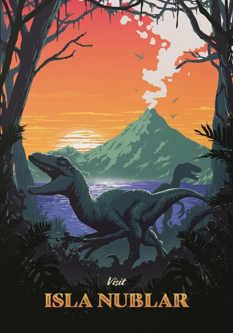 Visitare Isla Nublar carta hahnemühle da Alice Slatera