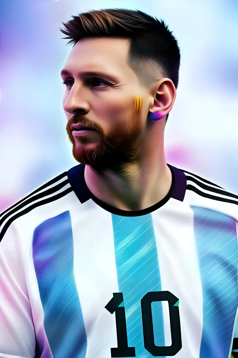 Messi portret Argentinië neon hahnemühle van BONANZA
