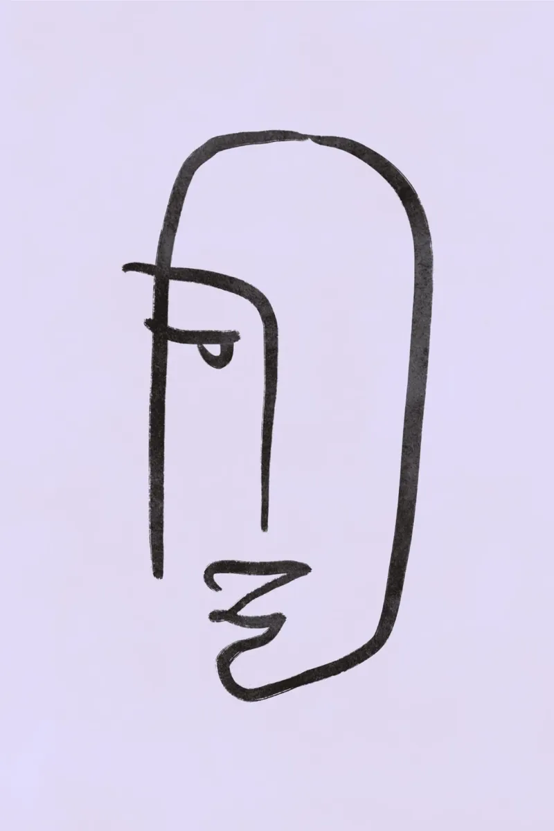 Minimalist Abstract Face - Modern Line Art Portrait canvas by NorwesClub